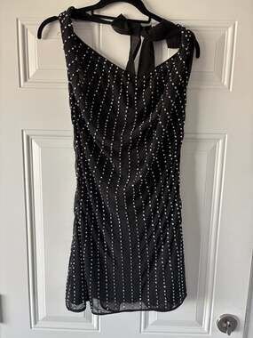 Nasty Gal Black Embellished Halter Mini Dress Size 10